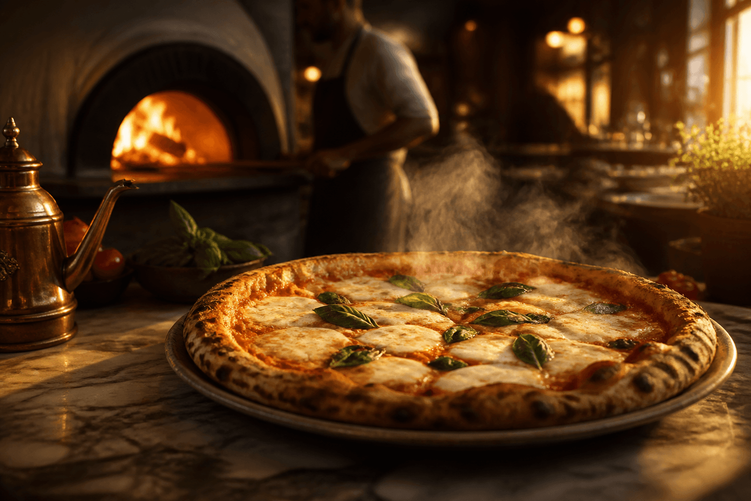 Steinofenpizza frisch aus dem Ofen